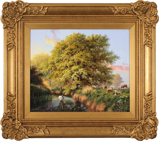 Daniel Van Der Putten, Original oil painting on panel, Beside the River Swale, Yorkshire 