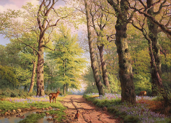 Daniel Van Der Putten, Original oil painting on panel, Middleton Woods, Ilkley, Yorkshire  Without frame image. Click to enlarge