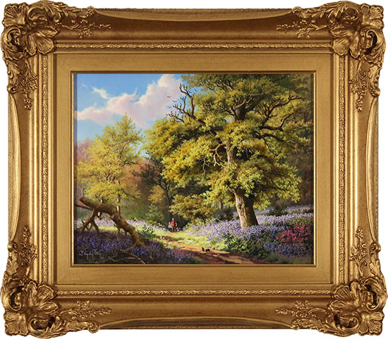 Daniel Van Der Putten, Original oil painting on panel, Bluebells in May, Beverley Woods, Yorkshire  