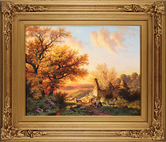 Daniel Van Der Putten, Original oil painting on panel, Autumn at Jack Hill, Otley  