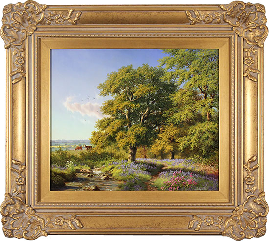 Daniel Van Der Putten, Original oil painting on panel, Bluebells at Crackpot, Swaledale, North Yorkshire , click to enlarge