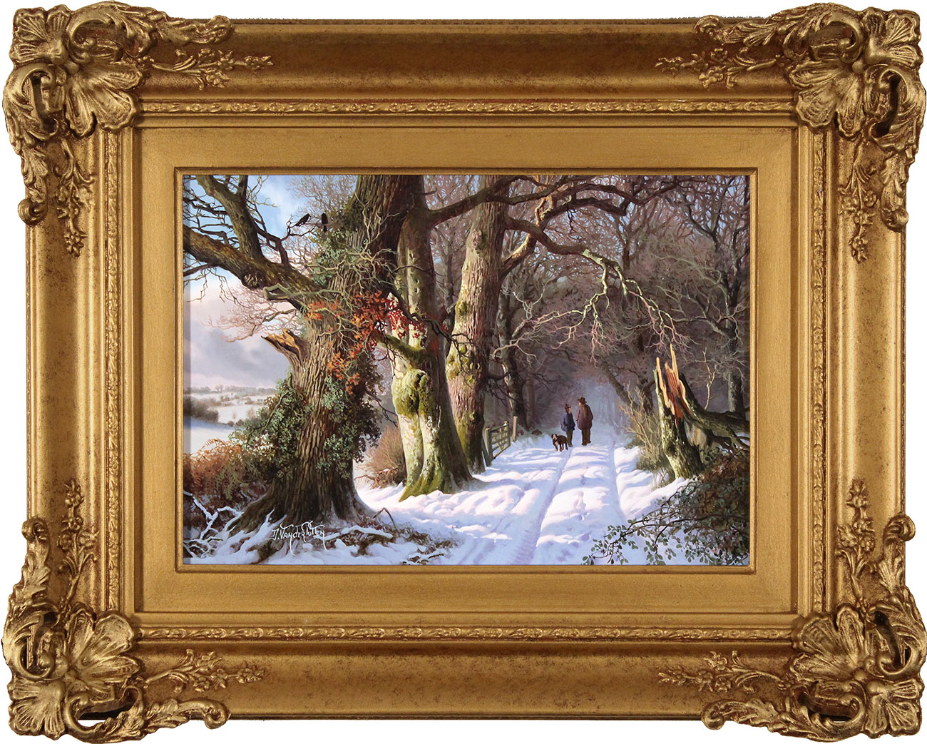 Daniel Van Der Putten, Original oil painting on panel, Winter, Otley, Yorkshire . Click to enlarge
