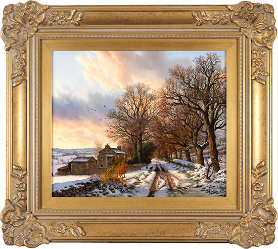 Daniel Van Der Putten, Original oil painting on panel, Winter at Blean Lane, Leyburn 