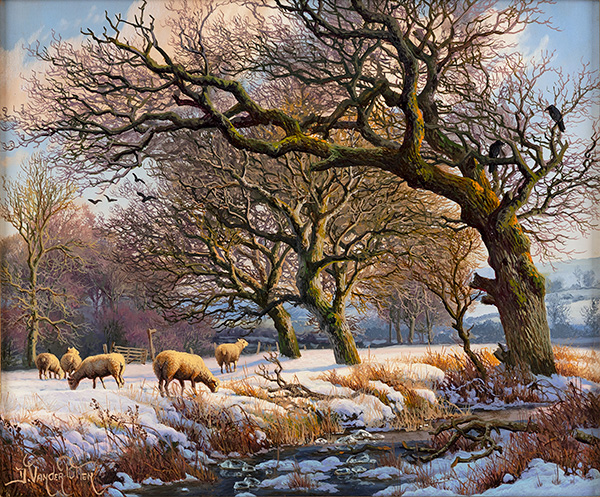 Daniel Van Der Putten, Original oil painting on panel, Winter on the Windy Plains