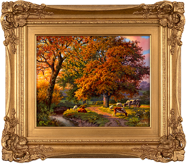 Daniel Van Der Putten, Original oil painting on panel, Autumn in Badby Fields