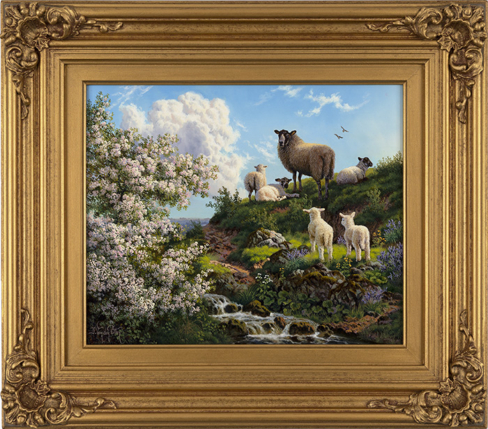 Daniel Van Der Putten, Original oil painting on panel, Spring Time on the Hills, click to enlarge