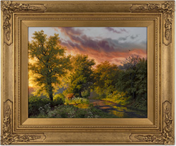 Daniel Van Der Putten, Original oil painting on panel, Sunset after the Rain, Springtime