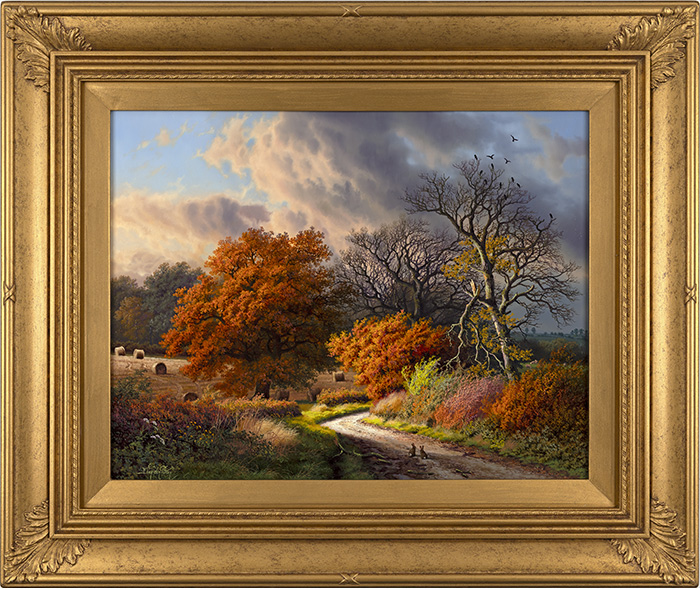 Daniel Van Der Putten, Original oil painting on panel, End of Autumn on the Road to Badby, click to enlarge