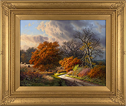 Daniel Van Der Putten, Original oil painting on panel, End of Autumn on the Road to Badby