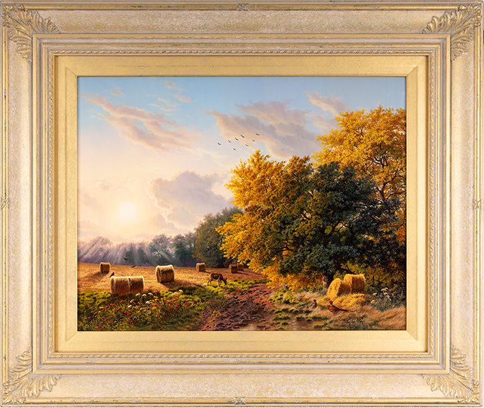 Daniel Van Der Putten, Original oil painting on panel, Sun Setting on the Country Lane, click to enlarge