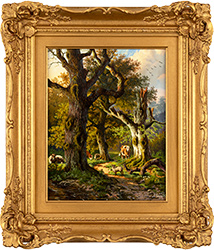 Daniel Van Der Putten, Original oil painting on panel, Wandering in the Woods