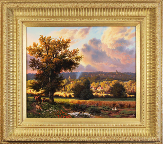 Daniel Van Der Putten, Original oil painting on panel, Milton Malsor in Summer, Northampton 