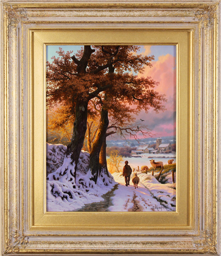 Daniel Van Der Putten, Original oil painting on panel, Country Lane, Dodford, Northants, click to enlarge