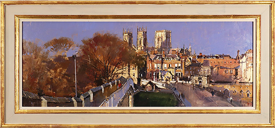 David Sawyer, RBA, Original oil painting on panel, Late Afternoon Light, York, View from the City Walls 