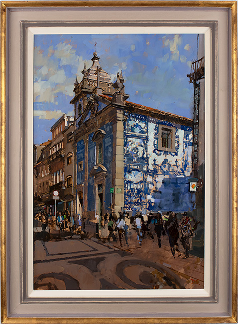 David Sawyer, RBA, Original oil painting on panel, The Blue Church, Capela de Santa Catarina, Porto 