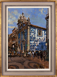 David Sawyer, RBA, Original oil painting on panel, The Blue Church, Capela de Santa Catarina, Porto