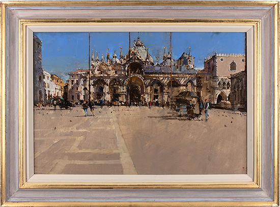 David Sawyer, RBA, Original oil painting on panel, Piazza San Marco, Venice 