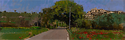 David Sawyer, RBA, Original oil painting on panel, Provencal Poppies, The Road Towards Gordes