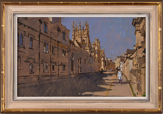 David Sawyer, RBA, Original oil painting on panel, Merton Chapel Tower from Merton Street, Oxford 