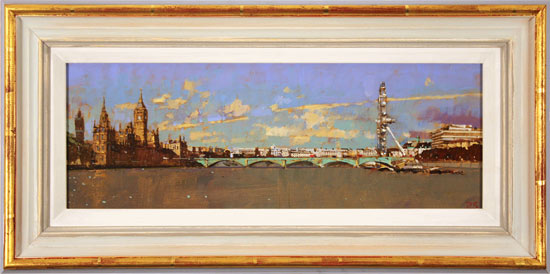 David Sawyer, RBA, Original oil painting on panel, Westminster, View from Lambeth Bridge, click to enlarge
