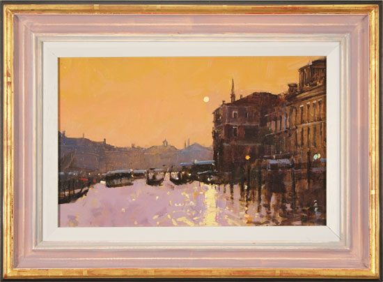 David Sawyer, RBA, Original oil painting on panel, Sunset Reflections, Grand Canal, Venice 