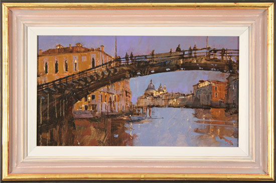 David Sawyer, RBA, Original oil painting on panel, Evening Light, Beneath the Accademia Bridge, Venice 