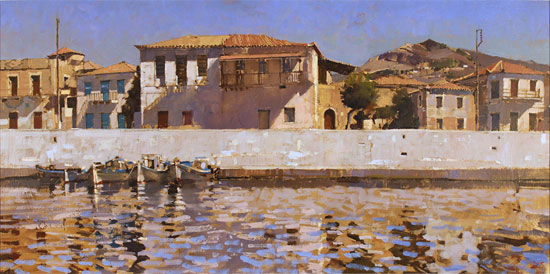 David Sawyer, RBA, Original oil painting on canvas, Peloponnese Waterfront Without frame image. Click to enlarge