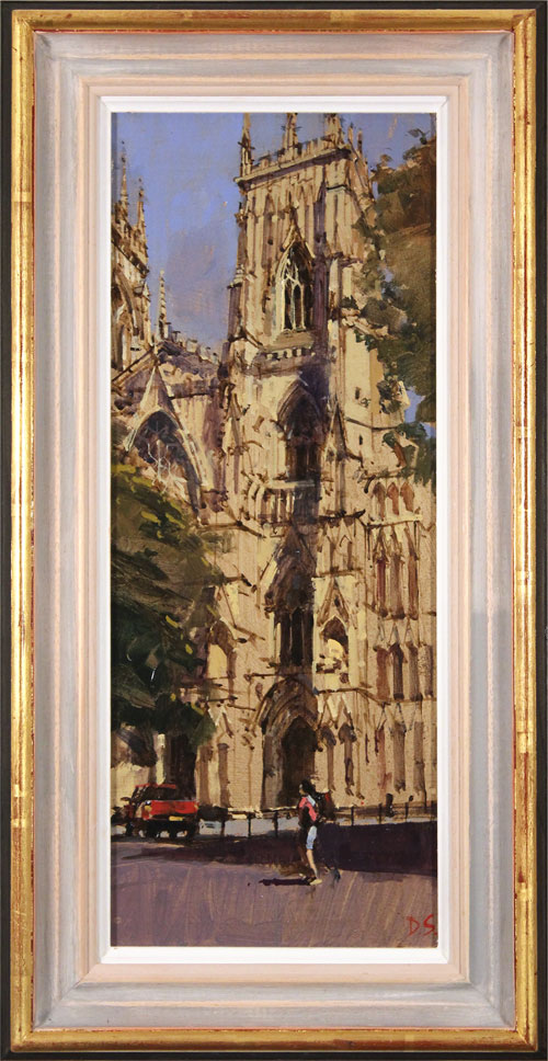 David Sawyer, RBA, Original oil painting on panel, The Red Truck, York Minster