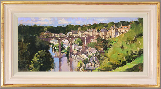 David Sawyer, RBA, Original oil painting on panel, The Viaduct, Knaresborough  