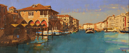 David Sawyer, RBA, Original oil painting on panel, The Fish Market, Venice Without frame image. Click to enlarge