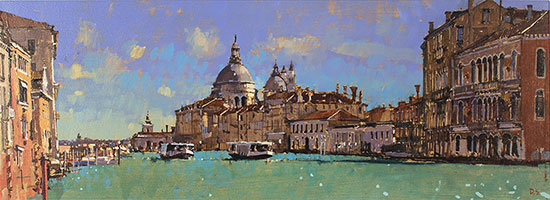 David Sawyer, RBA, Original oil painting on panel, Sunlight on the Grand Canal Without frame image. Click to enlarge