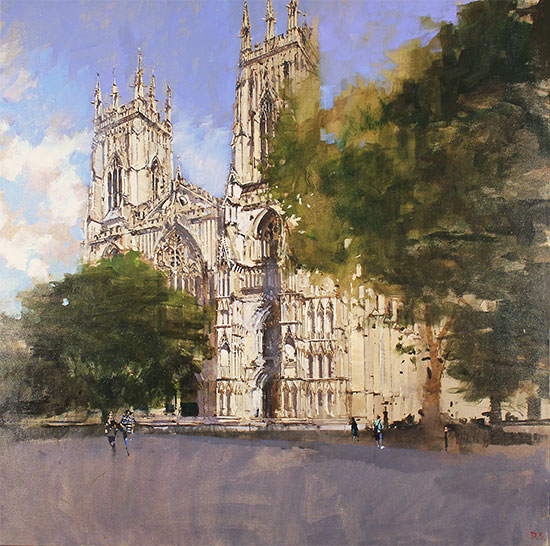 David Sawyer, RBA, Original oil painting on canvas, York Minster, West Front  Without frame image. Click to enlarge