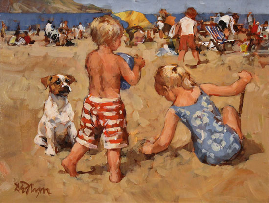 Dianne Flynn, Original acrylic painting on board, The Sands at Lyme Without frame image. Click to enlarge