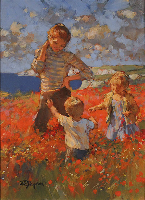 Dianne Flynn, Original acrylic painting on canvas, Clifftop Poppies Without frame image. Click to enlarge