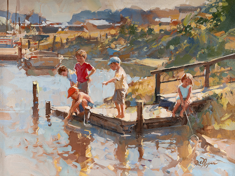 Dianne Flynn, Original acrylic painting on canvas, Gone Fishing