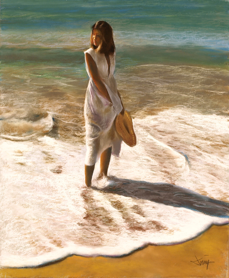 Domingo, Pastel, Girl on the Beach. Click to enlarge