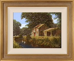 Edward Hersey, Original oil painting on panel, Calm of the Stream, North Yorkshire