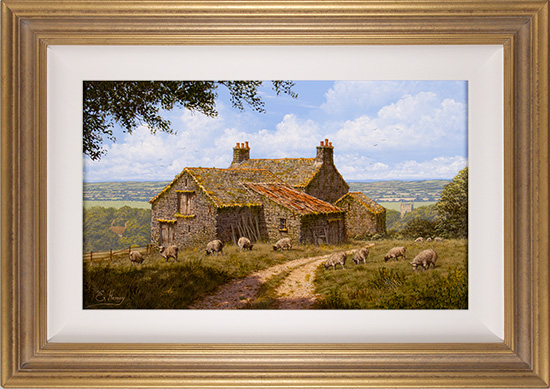 Edward Hersey, Original oil painting on panel, Summer Pasture, Yorkshire Dales 