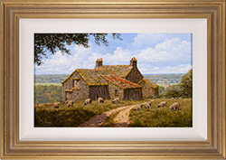 Edward Hersey, Original oil painting on panel, Summer Pasture, Yorkshire Dales 