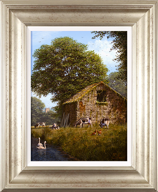 Edward Hersey, Original oil painting on panel, Tranquil Midsummer, Yorkshire Dales 