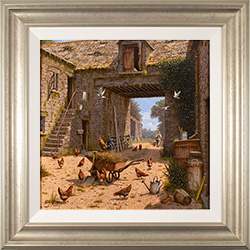 Edward Hersey, Original oil painting on panel, The Farmyard and Beyond