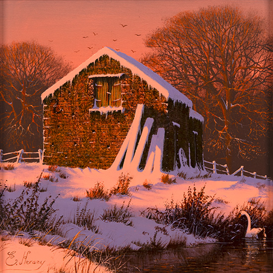 Edward Hersey, Original oil painting on panel, Last Light