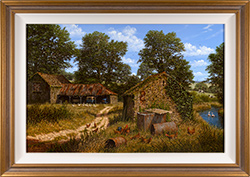 Edward Hersey, Original oil painting on panel, All's Quiet on the Farm