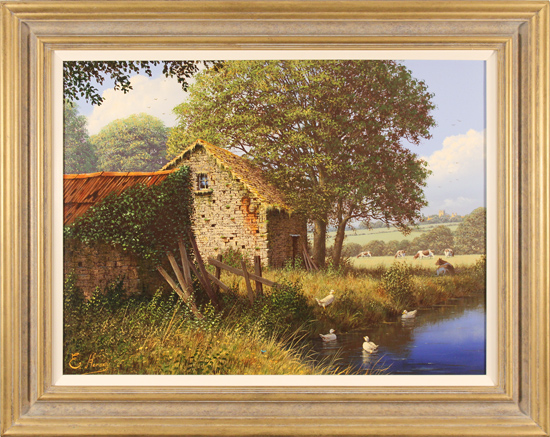 Edward Hersey, Original oil painting on canvas, Riverside Farm, The Cotswolds
