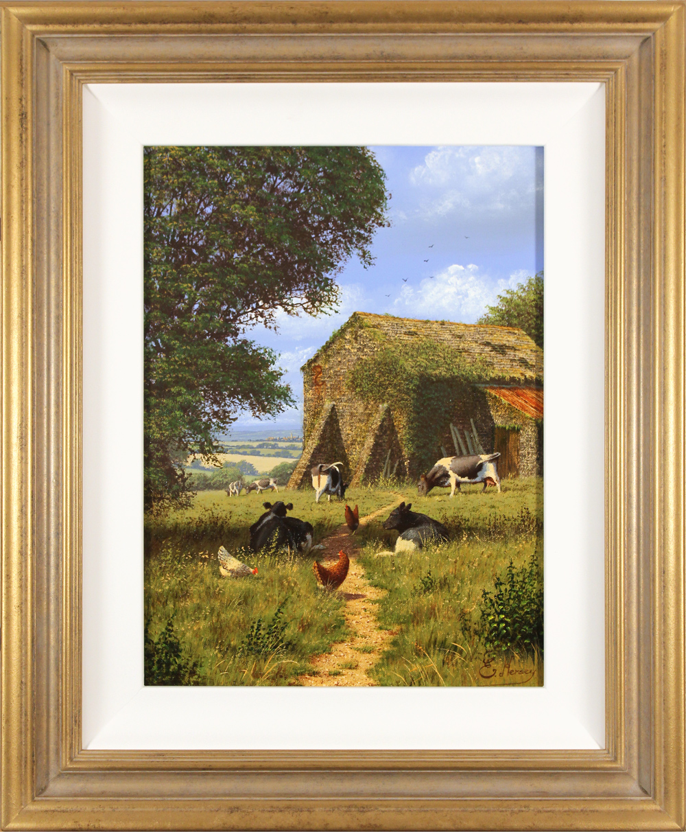 Edward Hersey, Original oil painting on canvas, Summer at the Old Dairy. Click to enlarge