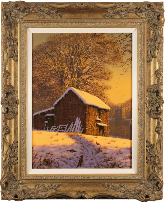 Edward Hersey, Original oil painting on canvas, Winter Warmth, North Yorkshire
