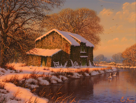 Edward Hersey, Original oil painting on canvas, Winter Serenity Without frame image. Click to enlarge