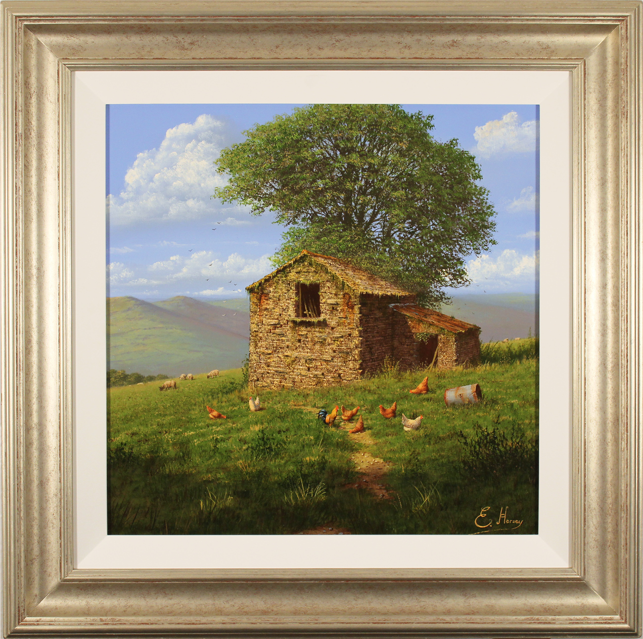 Edward Hersey, Original oil painting on canvas, The Lone Barn, Yorkshire Dales. Click to enlarge