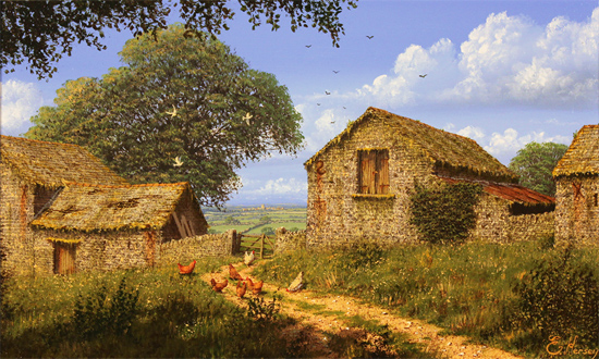 Edward Hersey, Original oil painting on canvas, Hill Top Farm Without frame image. Click to enlarge