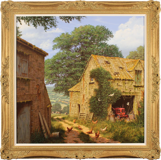 Edward Hersey, Original oil painting on canvas, Farmyard Corner, click to enlarge